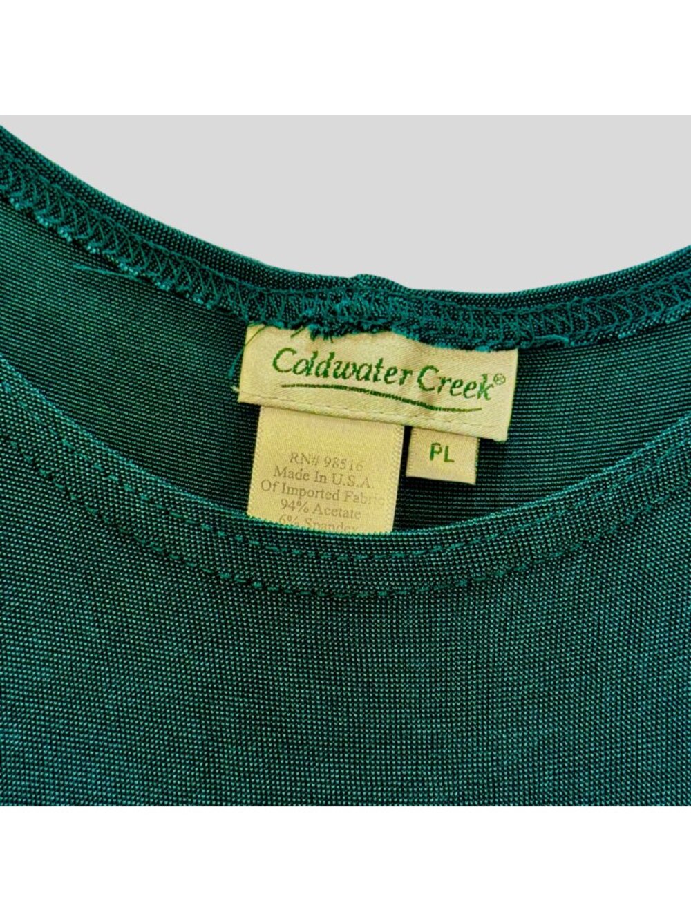 Vtg Coldwater Creek Slinky Travel Knit Maxi Dress PL Green Stretch Minimalist - Picture 8 of 11